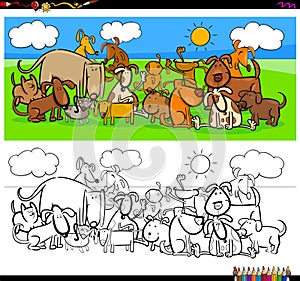 Dogs animal characters large group color book