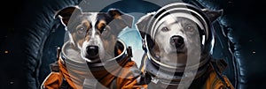 Dogs astronauts in spacesuits
