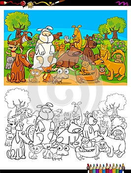 Dogs and cats characters group color book