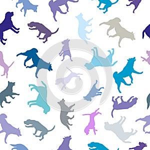 Dogs different colors isolated on a white background. Seamless pattern. Endless texture. Design for fabric, decor