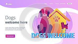 Dogs friendly place concept landing page