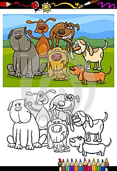 Dogs group cartoon coloring book