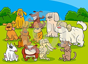 Funny dogs group cartoon vector illustration