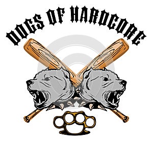 Dogs of hardcore banner template tattoo