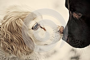 Dogs kissing photo