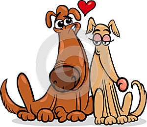 Dogs in love cartoon illustration