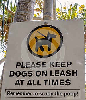 Dogs Must Be On Leash Sign