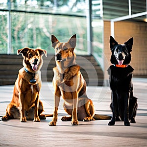 Dogs in obedience class