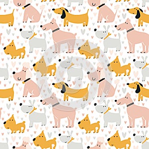 dogs pattern. Cute seamless print. Background for printing on fabric, digital paper