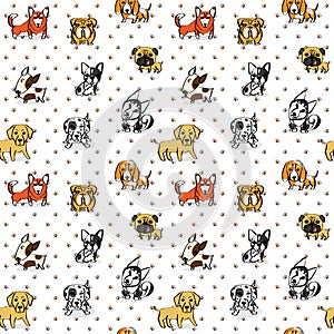 Dogs Pattern Seamless Background, The little puppy