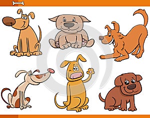 Dogs and puppies cute animal characters set