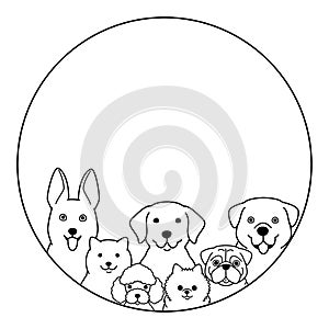 Dogs in round frame design