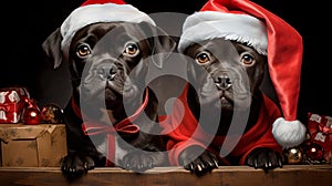 Dogs in Santa suits: Santa& x27;s loyal helpers. Generative AI