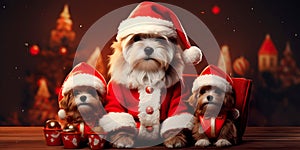 Dogs in Santa suits: Santa& x27;s loyal helpers. Generative AI