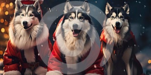 Dogs in Santa suits: Santa& x27;s loyal helpers. Generative AI