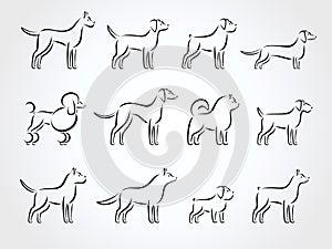 Dogs set. Collection icon dog. Vector
