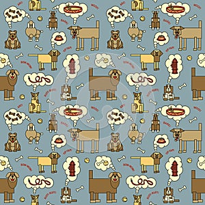 Dogs Thinking Pattern_Blue