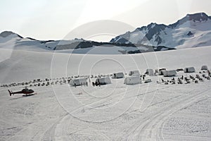 Dogsled camp at the top of the Denver glacier