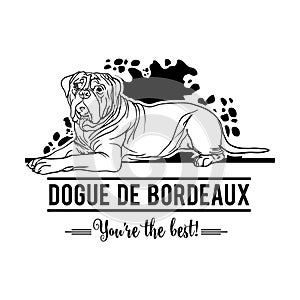 Dogue de Bordeaux Dog Happy Face Paw Puppy Pup Pet Clip Art K-9 Cop Police Logo SVG PNG Clipart Vector Cricut Cut