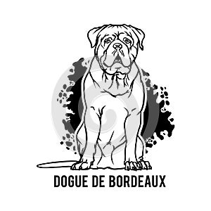 Dogue de Bordeaux - Dog Happy Face Paw Puppy Pup Pet Clip Art K-9 Cop Police Logo SVG PNG Clipart Vector Cricut Cut