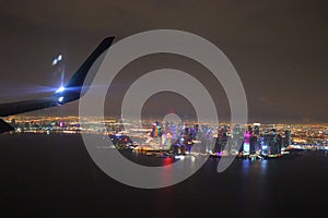 Doha City night view from Aircraft