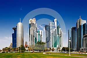 The Doha Corniche is a waterfront promenade in Doha, Qatar photo