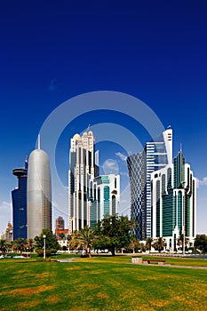 The Doha Corniche is a waterfront promenade in Doha, Qatar photo