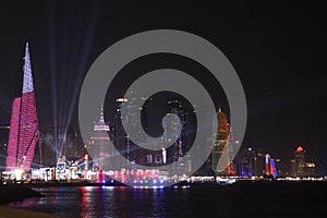 Doha, Qatar. 20 th. november 2022. Lights in the Corniche road between inagural match of Fifa World Cup 2022