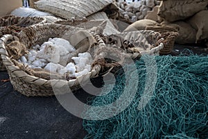 old traditional fishing tents and equipment for fishing