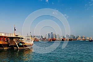 Doha, Qatar: Traditional sail boats called Dhows