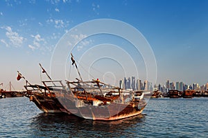 Doha, Qatar: Traditional sail boats called Dhows