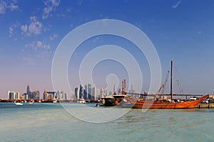 Doha, Qatar: Traditional sail boats called Dhows