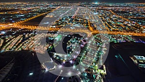 Doha Qatar view of the city from above buildings timelapse night downtown streets, Middle East