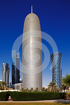 Doha Tower is an iconic high rise tower in West Bay, Doha, Qatar photo