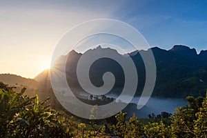 Doi Luang Chiang Dao mountain during sunrise in Chiang Mai,Thailand.