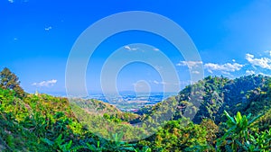 at Doi Pha Mee view point you can see Doi Nangnon in Maesai Chiang Rai shape of mountains look like women sleeping photo