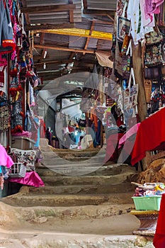 Doi Pui hill tribe village, handicraft market of the ethnic minority of miao or hmong or maew people in Chianf Mai