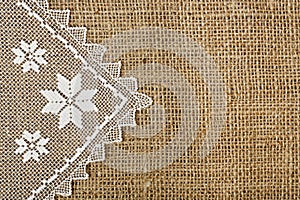 Doily and burlap