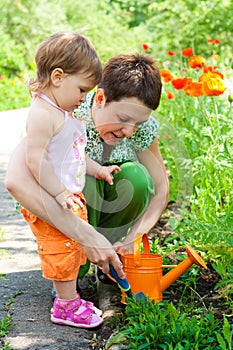 Doing gardening