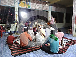 Doing kirtan bhajan in rajnagar madhubani bihar india