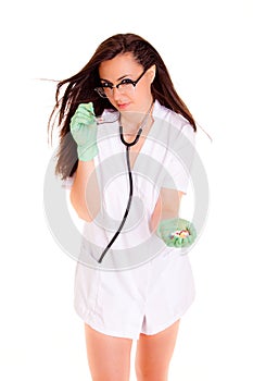 Doktor medical healthcare girl isolated on white background