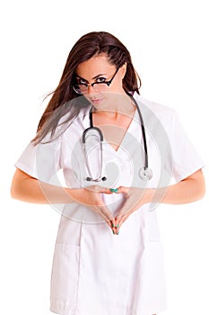 Doktor medical healthcare girl isolated on white background hospital staff photo
