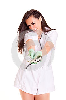 Doktor medical healthcare girl isolated on white background medical staff