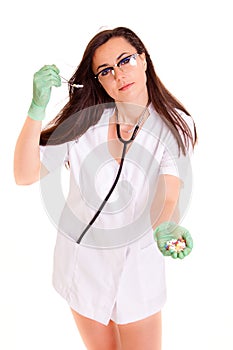 Doktor medical healthcare girl isolated on white background medical staff nurce photo