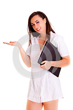 Doktor medical healthcare girl isolated on white background medicine photo