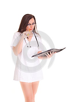 Doktor medical healthcare girl isolated on white background photo