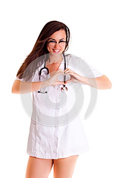 Doktor medical staff healthcare girl isolated on white background