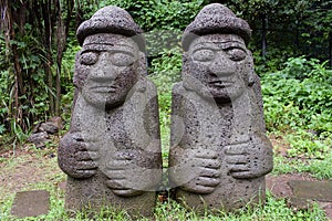 Dol hareubang rock statues in Jeju, Korea