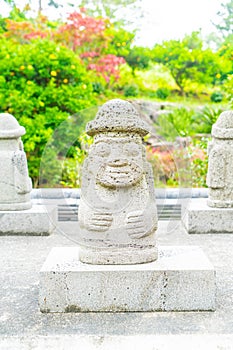 Dol Harubang at Yakcheonsa Temple in Jeju Island