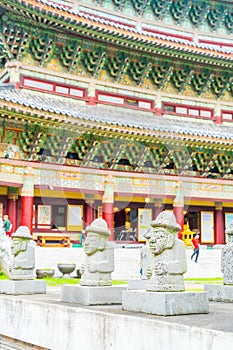 Dol Harubang at Yakcheonsa Temple in Jeju Island